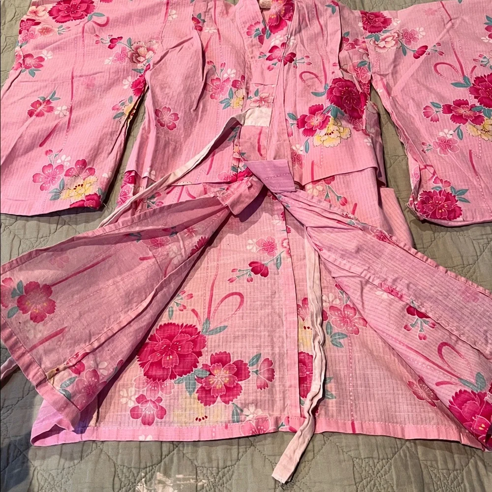 Girls' Pink Floral Kimono Dress - size 4T